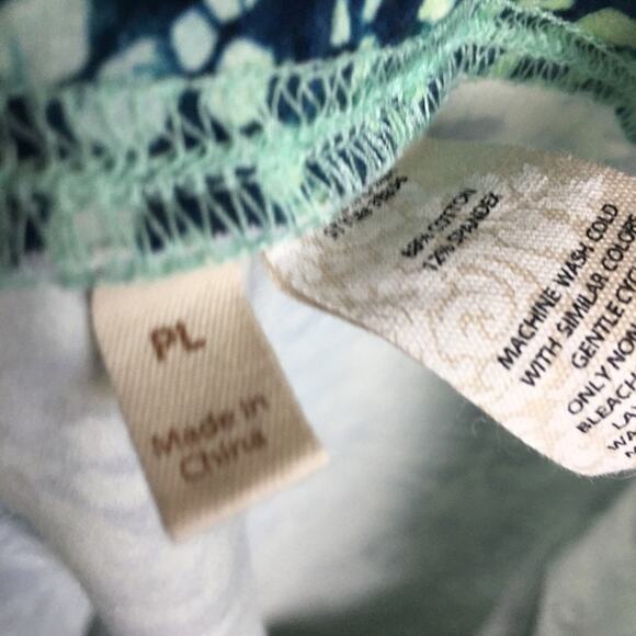 Soft Surroundings Green Print Pull On Pants Petite Large - Picture 7 of 8